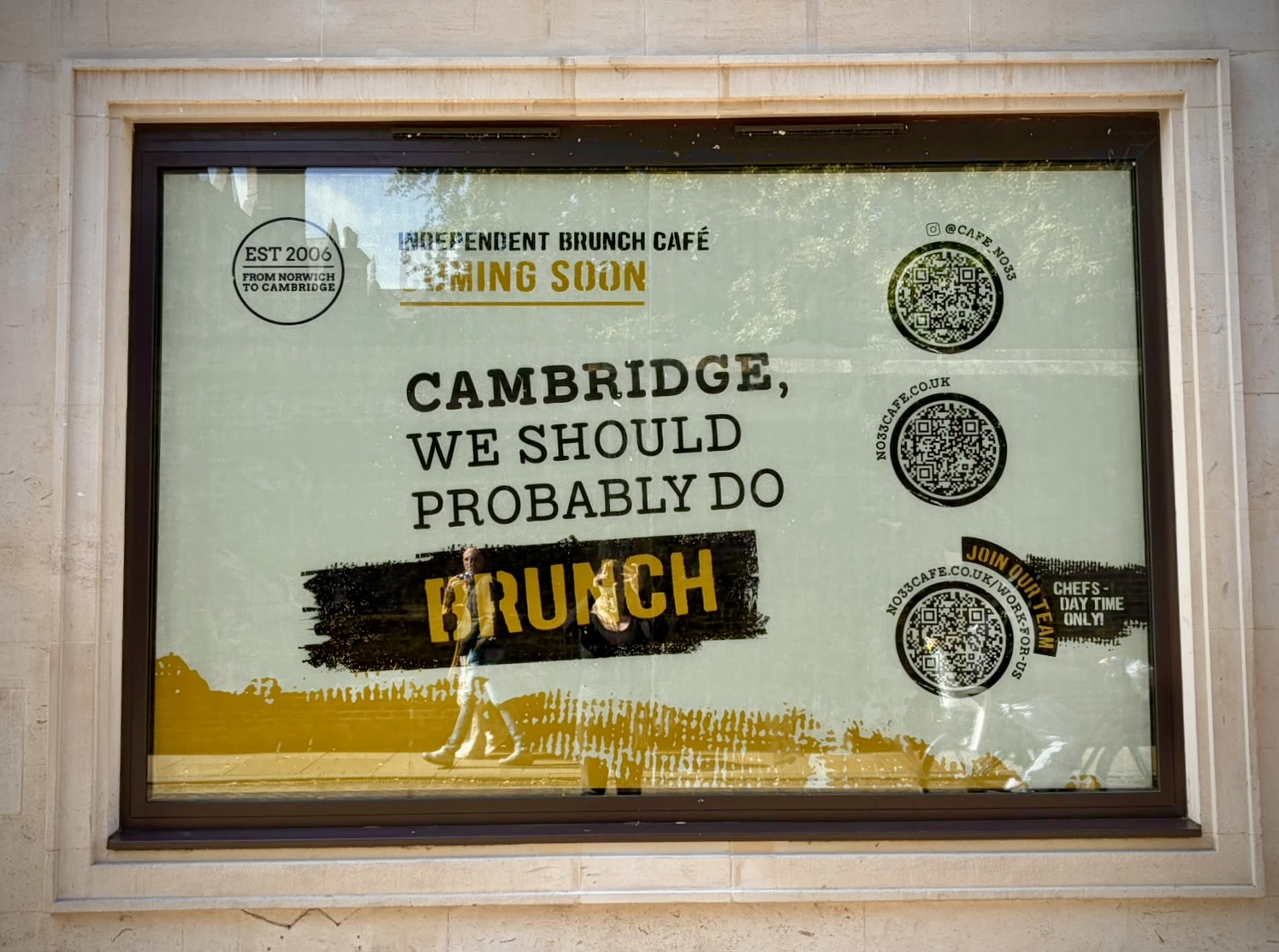 No33 coming soon window at 35 Sidney Street, Cambridge